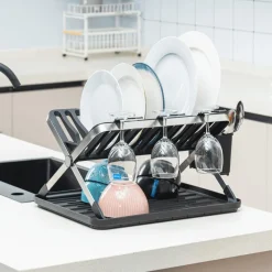 Keukenaccessoires|Ygo Afdruiprek REENA Plooibaar Zwart