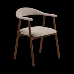 Stoelen|Ygo Armstoel COLETTE Monza Beige - Poot Walnoot