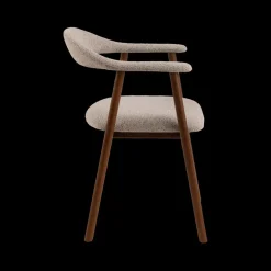 Stoelen|Ygo Armstoel COLETTE Monza Beige - Poot Walnoot