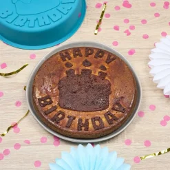 Bakaccessoires|Ygo Bakvorm LILY Happy Birthday Sil. Blauw