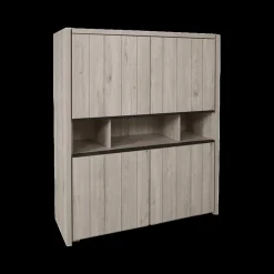 Vitrinekasten|Boekenkasten|Ygo Barkast WALTON Eik Lichtgrijs B140