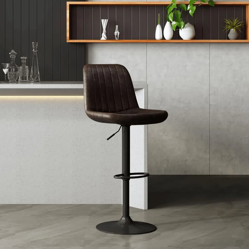 Barkrukken|Ygo Barkruk GARCIA PU Vintage Donkerbruin