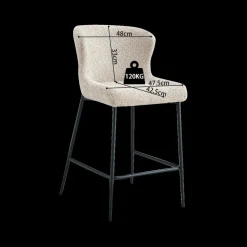 Barkrukken|Ygo Barstoel DORIEN Bouclé Beige