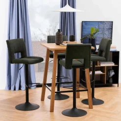 Barkrukken|Ygo Barstoel FINLEY Preston fabric olive green 38