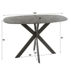 Bartafels|Ygo Bartafel ENRICO 140x80 Marmerlook Zwart