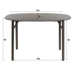 Bartafels|Ygo Bartafel PERRY Deens Ovaal 140x75 Marmerlook