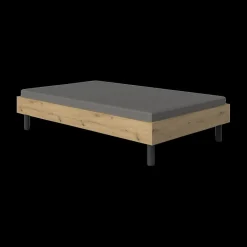 1-Persoonsbedden|Ygo Bed ENOK BLACK 90x200 Eik