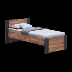 Bedden|Ygo Bed MATHIS Acacia/Black Concrete 90x200