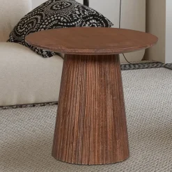 Salontafels & Bijzettafels|Ygo Bijzettafel DOMINGO Mango Lichtbruin Ø50