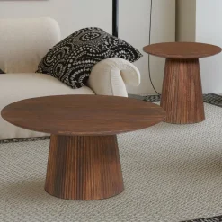 Salontafels & Bijzettafels|Ygo Bijzettafel DOMINGO Mango Lichtbruin Ø50