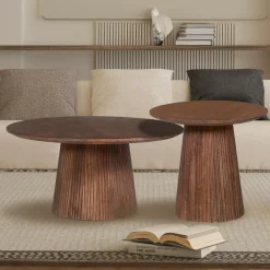 Salontafels & Bijzettafels|Ygo Bijzettafel DOMINGO Mango Lichtbruin Ø50