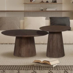 Salontafels & Bijzettafels|Ygo Bijzettafel DOMINGO Mango Donkerbruin Ø50