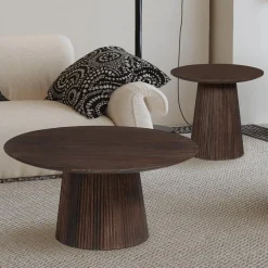 Salontafels & Bijzettafels|Ygo Bijzettafel DOMINGO Mango Donkerbruin Ø50