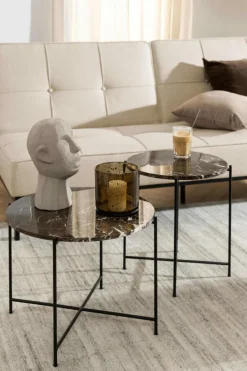 Salontafels & Bijzettafels|Ygo Bijzettafel FREJA Brown Emperador Marble