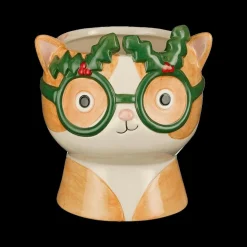 Kerst|Ygo Bloempot BENZEL Kat Kerstbril Multi Ass.