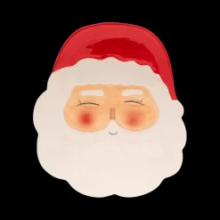 Kerst|Ygo Bord SANTA Hoofd Kerstman Kermiek Wit/Rood