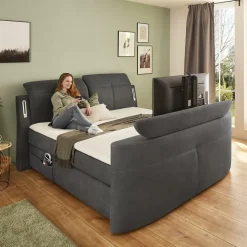 Boxsprings|Ygo Boxspring DOMBURG Microvezel 421/09 Donkergrijs 180x200