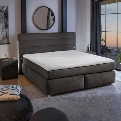 Boxsprings|Ygo Boxspring LELYSTAD Chenille Donkergrijs 180x200