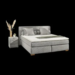 Boxsprings|Ygo Boxspring TILBURG Ribfluweel 426/29 Grijs 140x200