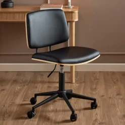 Bureaustoelen|Ygo Bureaustoel MIKKEL PU Zwart/Eik Fineer