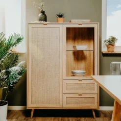 Vitrinekasten|Ygo Combikast EIVISSA Sonoma Eik/Riet