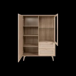 Vitrinekasten|Ygo Combikast EIVISSA Sonoma Eik/Riet