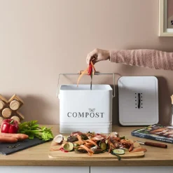 Vuilbakken|Ygo Compostemmer COMPOST 10l RH Met. Wit/Zwart