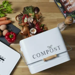 Vuilbakken|Ygo Compostemmer COMPOST 10l RH Met. Wit/Zwart