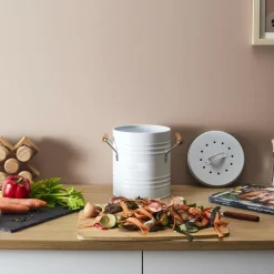 Vuilbakken|Ygo Compostemmer COMPOST Rond Met. Wit