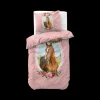 Slaapkamer|Kinderdekbedovertrekken|Ygo Dekbedovertrek CUTE HORSE 140 Roze