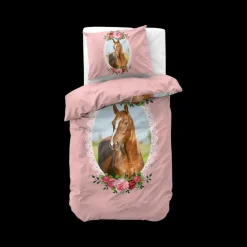 Slaapkamer|Kinderdekbedovertrekken|Ygo Dekbedovertrek CUTE HORSE 140 Roze