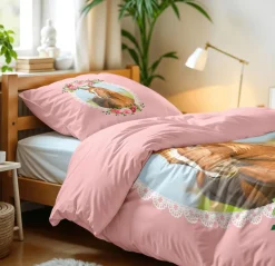 Slaapkamer|Kinderdekbedovertrekken|Ygo Dekbedovertrek CUTE HORSE 140 Roze