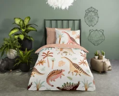 Slaapkamer|Kinderdekbedovertrekken|Ygo Dekbedovertrek DINO 140x220