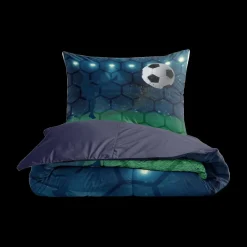 Slaapkamer|Kinderdekbedovertrekken|Ygo Dekbedovertrek LIVE FOOTBALL 140 Blauw