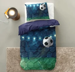 Slaapkamer|Kinderdekbedovertrekken|Ygo Dekbedovertrek LIVE FOOTBALL 140 Blauw