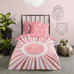 Slaapkamer|Kinderdekbedovertrekken|Ygo Dekbedovertrek SUNNY 140x220 Roze