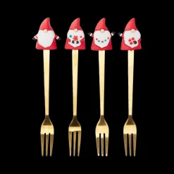 Kerst|Ygo Dessertvorkjes/lepels FREDLI Metaal Goud Ass.