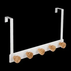 Kapstokken|Opbergen|Ygo Deurkapstok ELIM Wit Metaal/Bamboe
