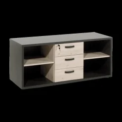 Bureau- En Boekenkasten|Ygo Dossierkast Laag UPGRADE Zwart/Kastanje B144