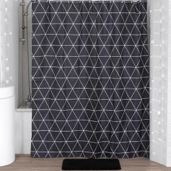 Bad- & Doucheaccessoires|Ygo Douchegordijn SQINS Zwart Incl. 12Haak