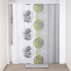 Bad- & Doucheaccessoires|Ygo Douchegordijn ZEN Grijs Incl. 12Haak