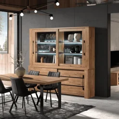 Vitrinekasten|Ygo Dressoir met opzetkast SANS Scarlet Oak B230