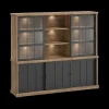 Vitrinekasten|Ygo Dressoir met Opzetkast TOLUCA Old Teak/Zwart B233