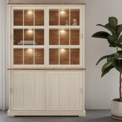 Vitrinekasten|Ygo Dressoir met Opzetkast TOLUCA Lariks/Old Teak B159