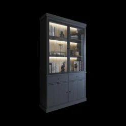 Woon- En Eetkamers|Ygo Eetkamer CASTELLO: Dressoir + Vitrinekast + Tafel 180x98 + 4X stoelen ERVI Cream