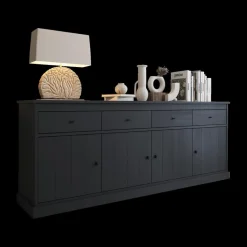 Woon- En Eetkamers|Ygo Eetkamer CASTELLO: Dressoir + Vitrinekast + Eettafel 210 + 4x Stoelen ALBA Plume