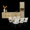 Woon- En Eetkamers|Ygo Eetkamer JAKARTA: Dressoir + Barkast smal + Tafel 225x100 + 4x stoelen ALICIA Touch Pearl