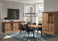 Woon- En Eetkamers|Ygo Eetkamer VERDUN: Dressoir + Combikast + Tafel 200x100 + 4 stoelen LISSONI PU Zwart