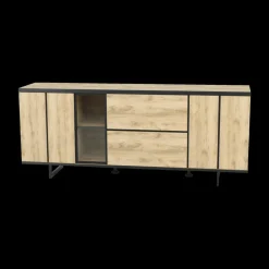 Woon- En Eetkamers|Ygo Eetkamer VIKTOR: Dressoir + Glaskast + Eettafel ABBEY 200x100 + 4x Stoelen LORRY Zwart