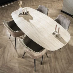 Eettafels|Ygo Eettafel CEZANNE Deens Ovaal Keramiek Travertin 180x90
